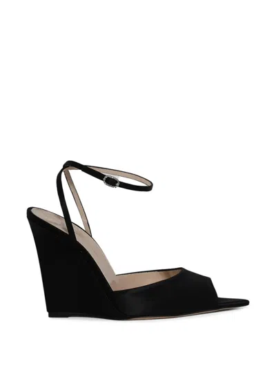 Andrea Wazen Satin Loulou Wedges 105 In Black