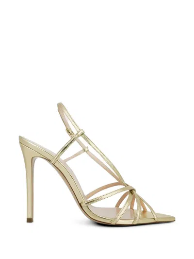Andrea Wazen Marilyn Watersnake Strappy Sandals In Gold