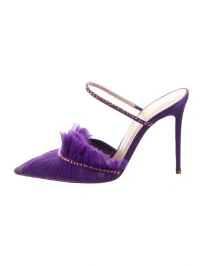 Pre-owned Andrea Wazen Mules In Purple