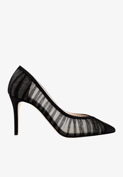 Andrea Wazen Nora 85 Tulle Pumps In Black