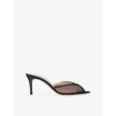 Andrea Wazen Omens Brown Katy 75 Mesh Heeled Mules Eur 38/5 Uk