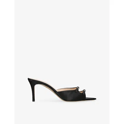 Andrea Wazen Omens Black Carol 75 Satin Heeled Mules Eur 39 / 6 Uk