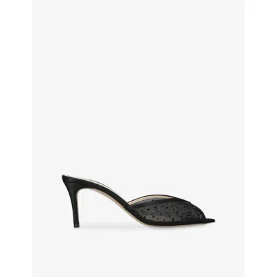 Andrea Wazen Omens Katy 75 Mesh And Satin Heeled Mules Black Eur 39 / 6 Uk