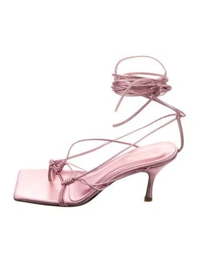 Pre-owned Andrea Wazen Patent Leather Gladiator Sandals In Pink