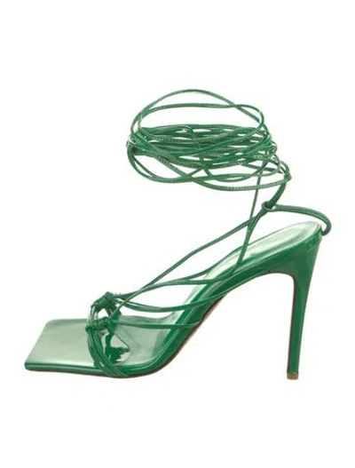 Pre-owned Andrea Wazen Patent Leather Sandals W/ Tags In Green