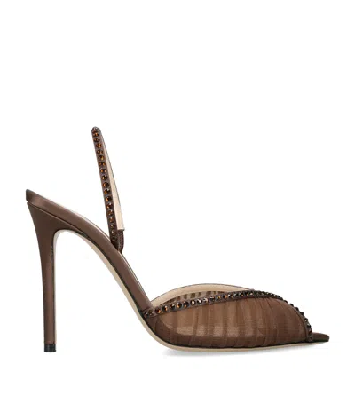 Andrea Wazen Rhinestone-embellished Katy Slingback Pumps 105 In Brown