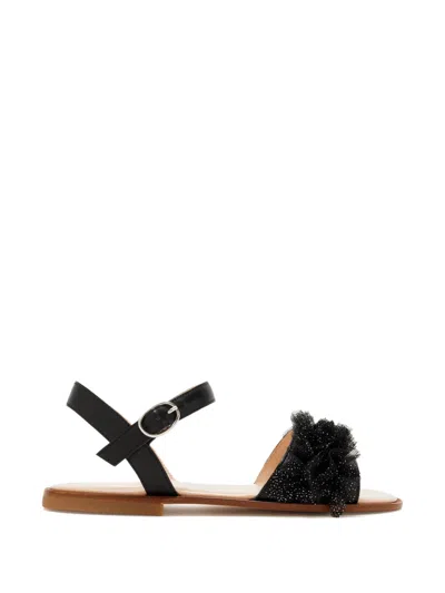 Andrea Wazen Kids' Ruffled-upper Sandals In Black