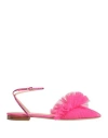 Andrea Wazen Woman Ballet Flats Fuchsia Size 7.5 Textile Fibers, Swarovski Crystal