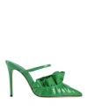 Andrea Wazen Woman Mules & Clogs Green Size 7.5 Leather