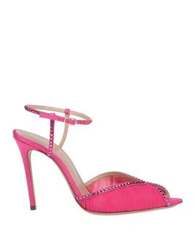 Andrea Wazen Woman Pumps Fuchsia Size 6.5 Textile Fibers In Pink