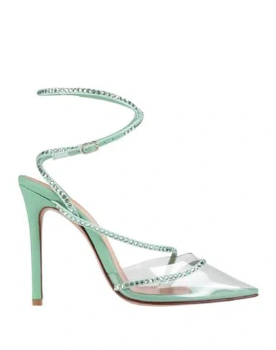 Andrea Wazen Woman Pumps Light Green Size 8 Leather, Pvc - Polyvinyl Chloride In Multi