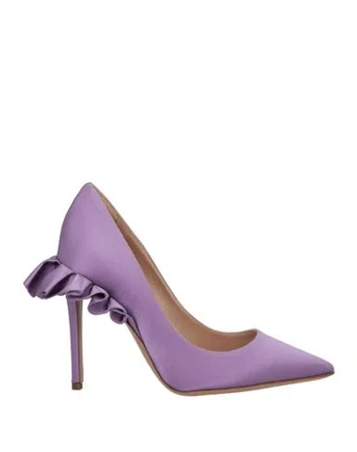 Andrea Wazen Woman Pumps Purple Size 8 Textile Fibers