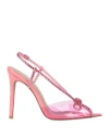 Andrea Wazen Woman Sandals Fuchsia Size 6 Leather, Plastic In Pink