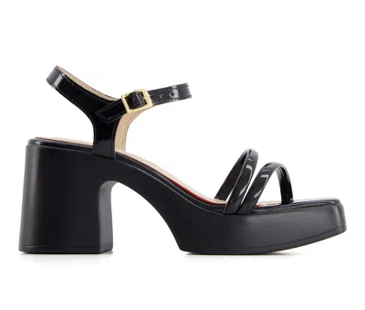 Andrea Women's Ankle Strap Medium Platform Heeled Sandals In Black