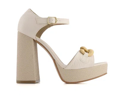 Andrea Women's Ankle Strap Platform High Heel Sandals In White
