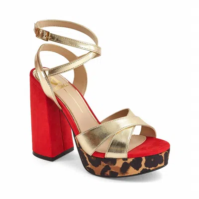 Andrea Women's Ankle-strap Heeled Sandals In Gold/ Red
