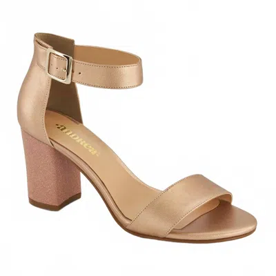 Andrea Women's Ankle-strap Metallic Block Heel In Copper In Brown