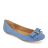 ANDREA WOMEN'S BALLERINAS WITH BOW AND GOLDEN LOCK CHARM FLATS IN BABY BLUE