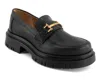 Andrea Women's Black Penny Loafers With Golden Ornament