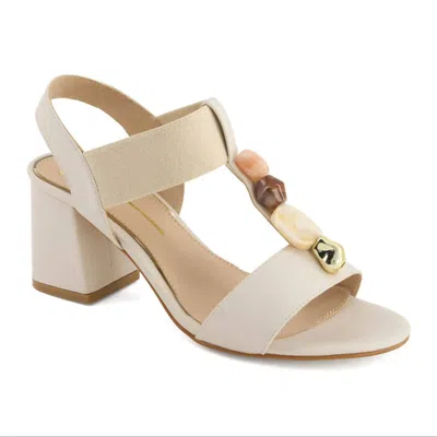 Andrea Women's Block Heel Sandal In Bone In Multi