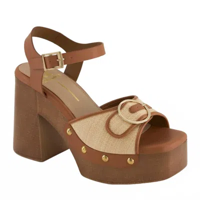 Andrea Women's Block Heel Sandal In Brown In Multi
