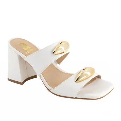 Andrea Women's Block Heel Sandal In White In Animal Print