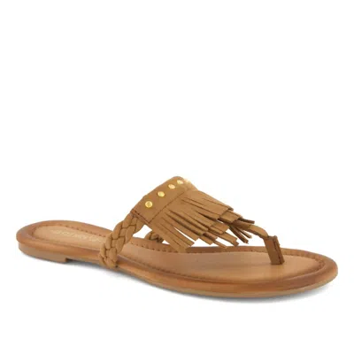 Andrea Women's Braided Strap And Fringe Sandal In Honey In Brown