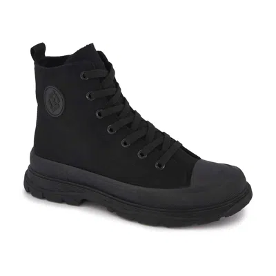 ANDREA WOMEN'S CANVAS SNEAKER BOOTIES WITH SIDE ZIPPER IN BLACK