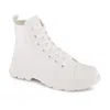 Andrea Canvas Sneaker Booties With Side Zipper In White