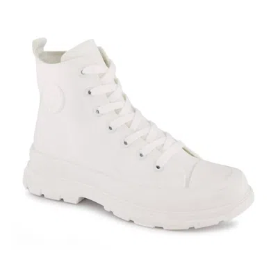 ANDREA WOMEN'S CANVAS SNEAKER BOOTIES WITH SIDE ZIPPER IN WHITE