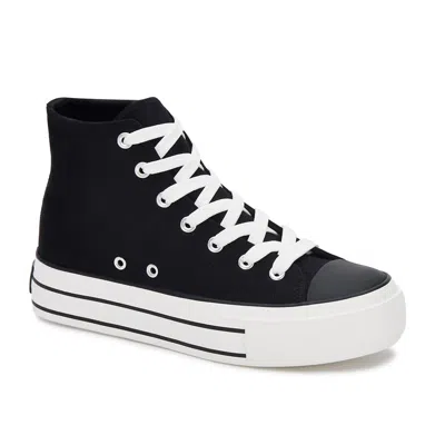 ANDREA WOMEN'S CANVAS SNEAKER BOOTS WITH PLATFORM IN BLACK