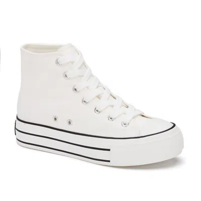 ANDREA WOMEN'S CANVAS SNEAKER BOOTS WITH PLATFORM IN WHITE