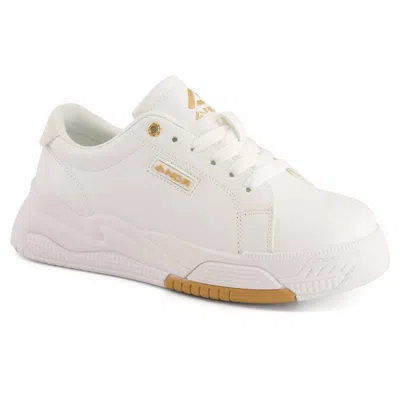 Andrea Women's Casual Sneakers With Golden Accent In White