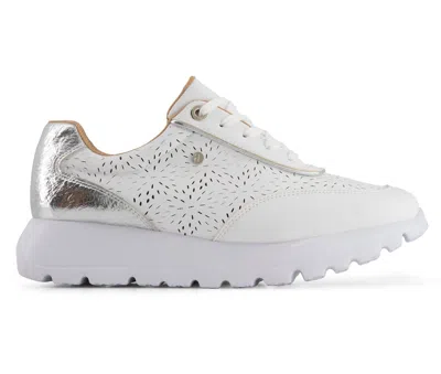 Andrea Women's Casual Sneakers With Laser Cut Pattern In White