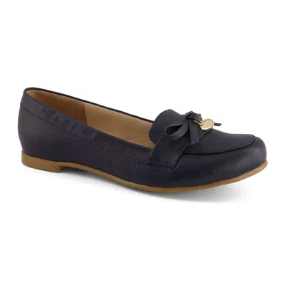 Andrea Women's Classic Flats With Bow In Navy In Blue
