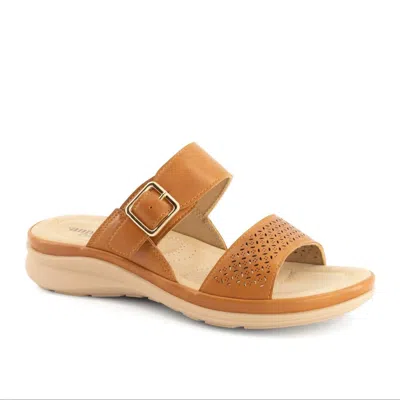 Andrea Women's Comfort Padded Footbed Sandal In Cognac In Brown