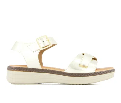 Andrea Women's Comfort Sandals With Hook And Loop Closure In Gold In White