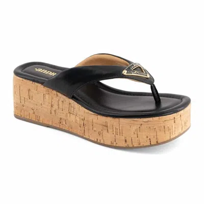 Andrea Women's Cork Platform Wedge Sandals In Black