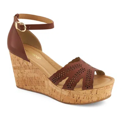 Andrea Women's Cork Wedge Espadrilles Sandal In Brown In Multi