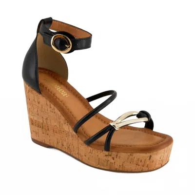 Andrea Women's Cork Wedge Heel Sandal In Black In Multi