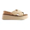 Andrea Women's Criss Cross Platform Wedge Sandals In Beige