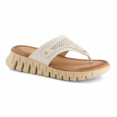 Andrea Women's Cut-out V-strap Thong Sandal In Bone In White