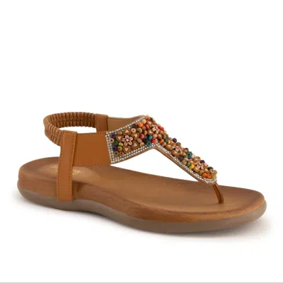 Andrea Women's Decorated T-strap Sandal In Brown