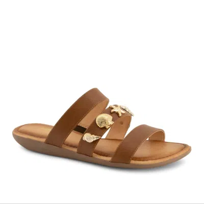 Andrea Women's Decorative Shell And Starfish Charms Sandal In Brown