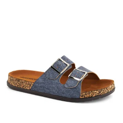 Andrea Women's Double Buckle Strap Sandals In Denim In Blue