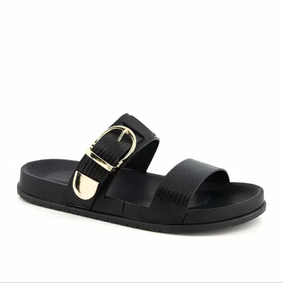 Andrea Women's Double Strap Footbed Sandals In Black