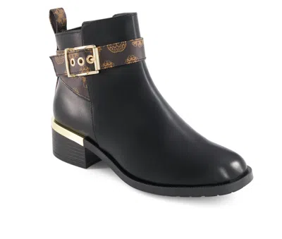 Andrea Women's Fashion Booties With Ankle Buckle In Black