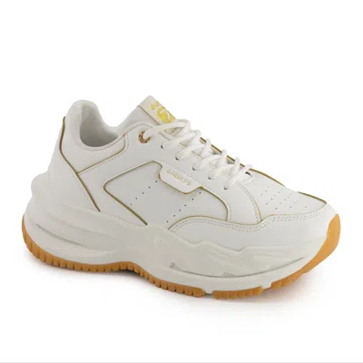 Andrea Women's Fashion Platform Sneakers With Elevated Sole In White