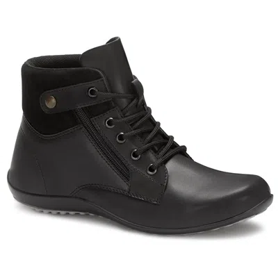 ANDREA WOMEN'S FLAT BOOTIES WITH SIDE ZIPPER IN BLACK