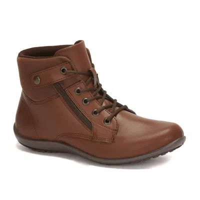 ANDREA WOMEN'S FLAT BOOTIES WITH SIDE ZIPPER IN BROWN
